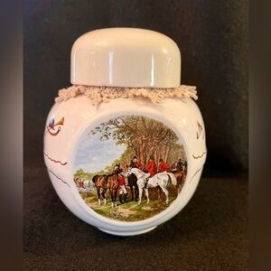 Vintage R Twining & Co. Tea Caddy Three Sided Ginger Jar Cream Colored